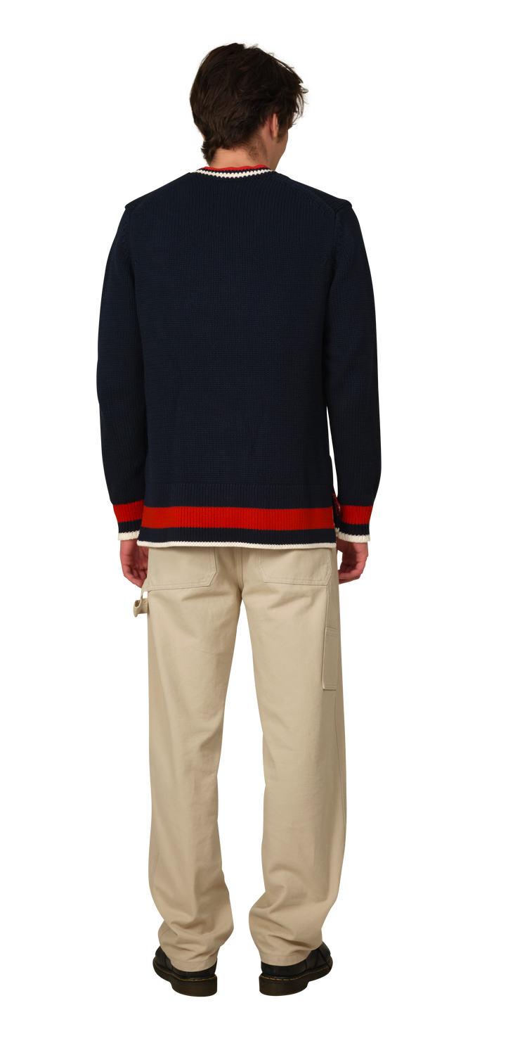 Navy with Red/White Stripe