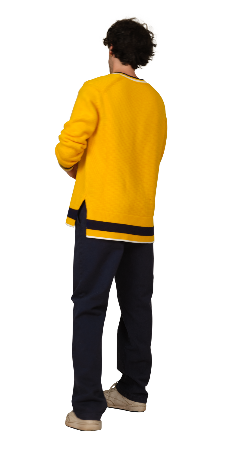 Yellow with Navy/White Stripe